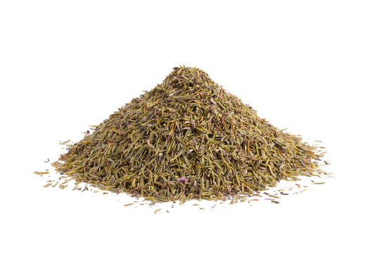 dried thyme herbs on white