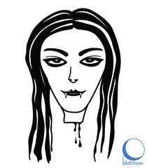 halloween vampire severed head in black and white vector