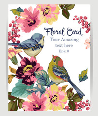 Floral card on a white background. - 122403346