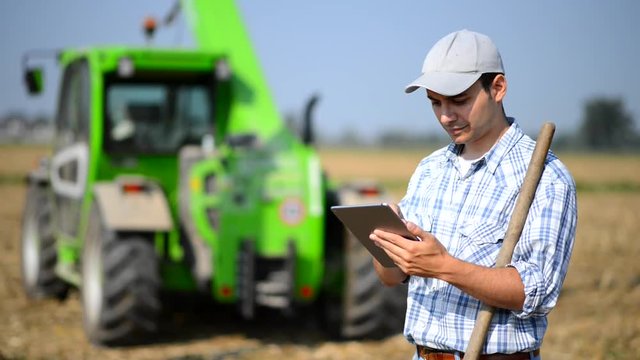 Farmer using a tablet