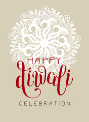 Obraz premium Happy Diwali greeting card with hand written inscription to indi