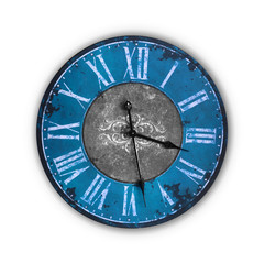 Isolated Vintage Old Blue Clock