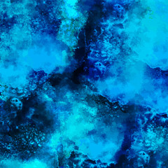 Watercolor sea, water, wave, blue background