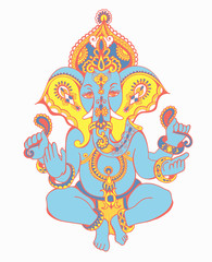 Fototapeta premium hindu lord ganesha ornate sketch drawing, tattoo, yoga, spiritua