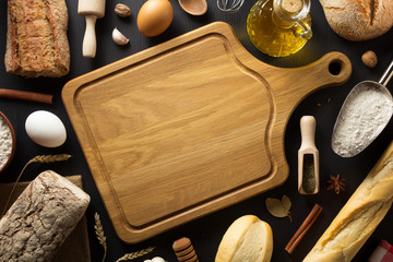 bread and bakery products on wood