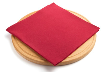  board and napkin isolated on white