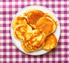 Pancakes on the white plate
