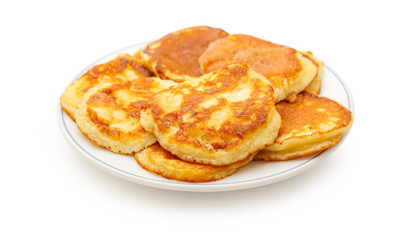 Pancakes on the white plate