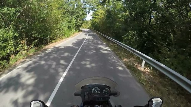 Motorcycle Road Adventure Going Forward Sun Shadows