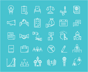 Set Vector Flat Line Icons Elections