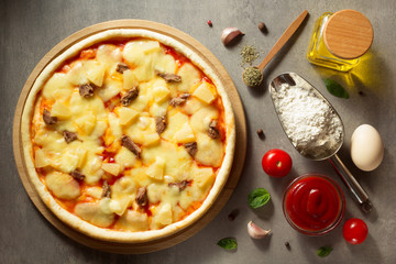 italian pizza at table surface
