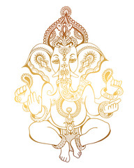 hindu lord ganesha ornate sketch drawing, tattoo, yoga, spiritua
