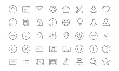 Set Vector Flat Line Icons Mobile Design