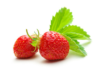 Fresh strawberry with leaves