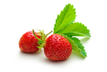 Fresh strawberry with leaves