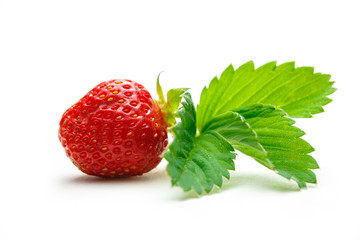 Fresh strawberry with leaves