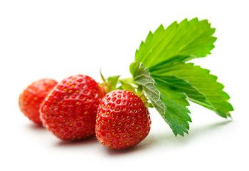 Fresh strawberry with leaves