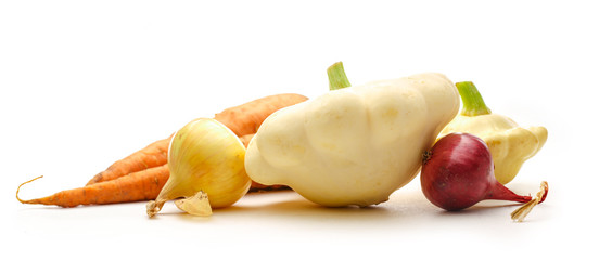 Fresh vegetables on white background