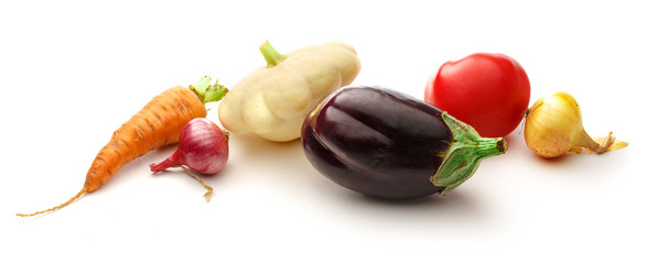Fresh vegetables on white background