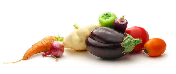 Fresh vegetables on white background