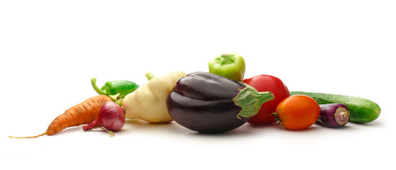 Fresh vegetables on white background