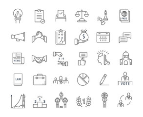 Fototapeta premium Set Vector Flat Line Icons Elections