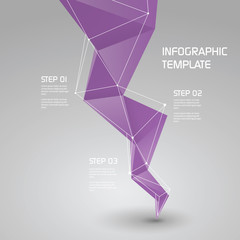 Low polygonal infographic element menu options. Presentation template with timeline layout.