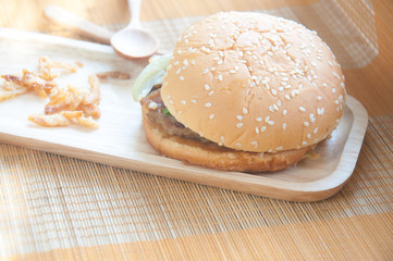 Tasty and appetizing hamburger