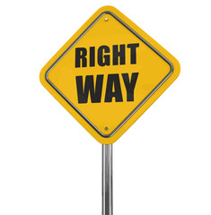 Right way road sign. Image with clipping path