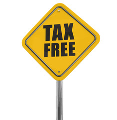 Tax free road sign. Image with clipping path