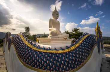 white buddha statue and sun light 