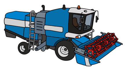 Hand drawing of a blue harvester © vostal