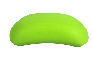 Green soap on a white, isolated background.