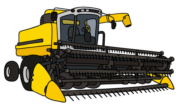 Hand drawing of a yellow harvester