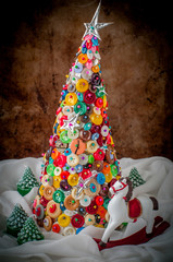 Handmade Button and Pin Christmas Tree