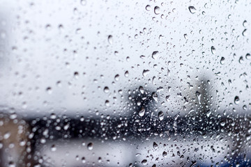 drops water after rainy on home window