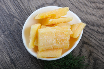 Crunchy parmesan cheese
