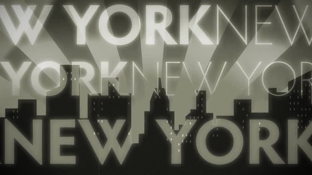 An 18 second loop of a retro Noir styled New York background with film grain and light scratches.