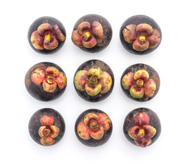 fresh mangosteen on white