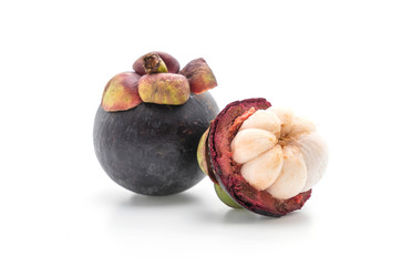 fresh mangosteen on white