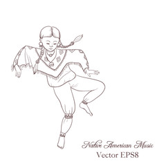 native american, dancing indian girl in traditional costume