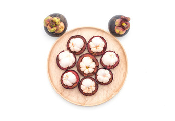 fresh mangosteen on white
