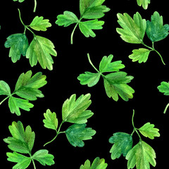 Fototapeta na wymiar Seamless pattern with watercolor green leaves