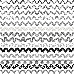 Set wavy ethnic pattern, can be used as a patterned brush , the pattern for frame, vector illustration for printing on textile or design of the website.