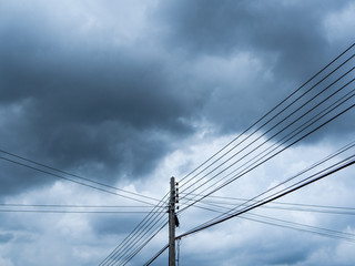 Electric pole and sky before the rain most cloudy. © max_play