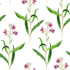 seamless pattern with watercolor drawing flowers