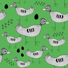 Seamless pattern with graphic birds.