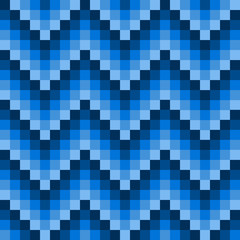 Winter pixel pattern for a knitted blue sweater or printing on paper, vector