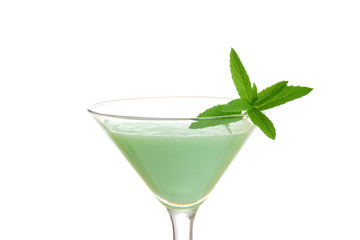 closeup isolated grasshopper cocktail with mint