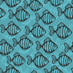 Fototapety  Kolorowy wzór z cute ryb.